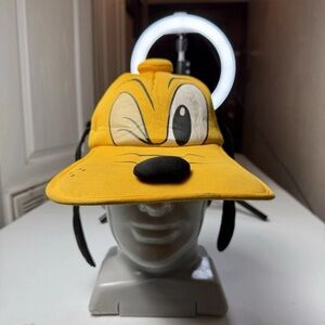 Disney Parks Pluto Hat Cap Fitted Mens One Size Yellow Black Floppy Ears